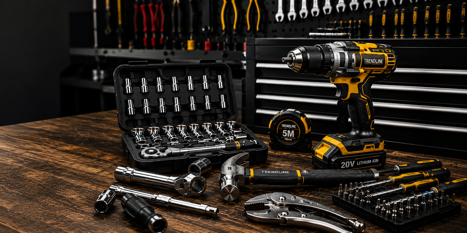 TrendLine & Co. Tools & Workshop Collection featuring hand tools, socket sets, tool sets and workshop equipment.