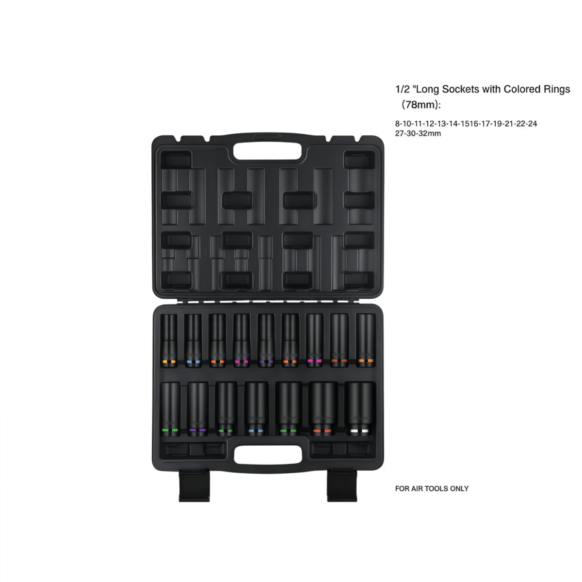 1/2" Pneumatic Thick-Walled Heavy-Duty Impact Socket Set 16pc - TrendLine & Co.