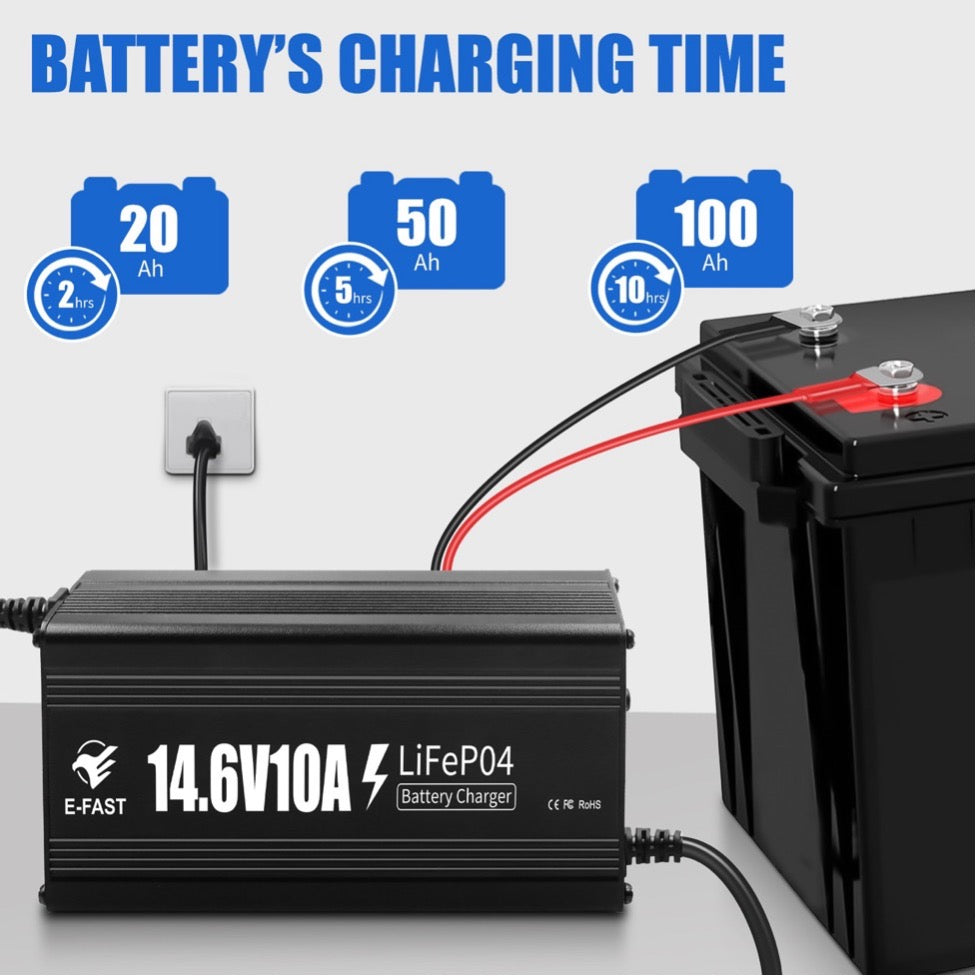 12V-14.6V Max 10A Lithium Battery Charger LiFePO4 Battery Charger