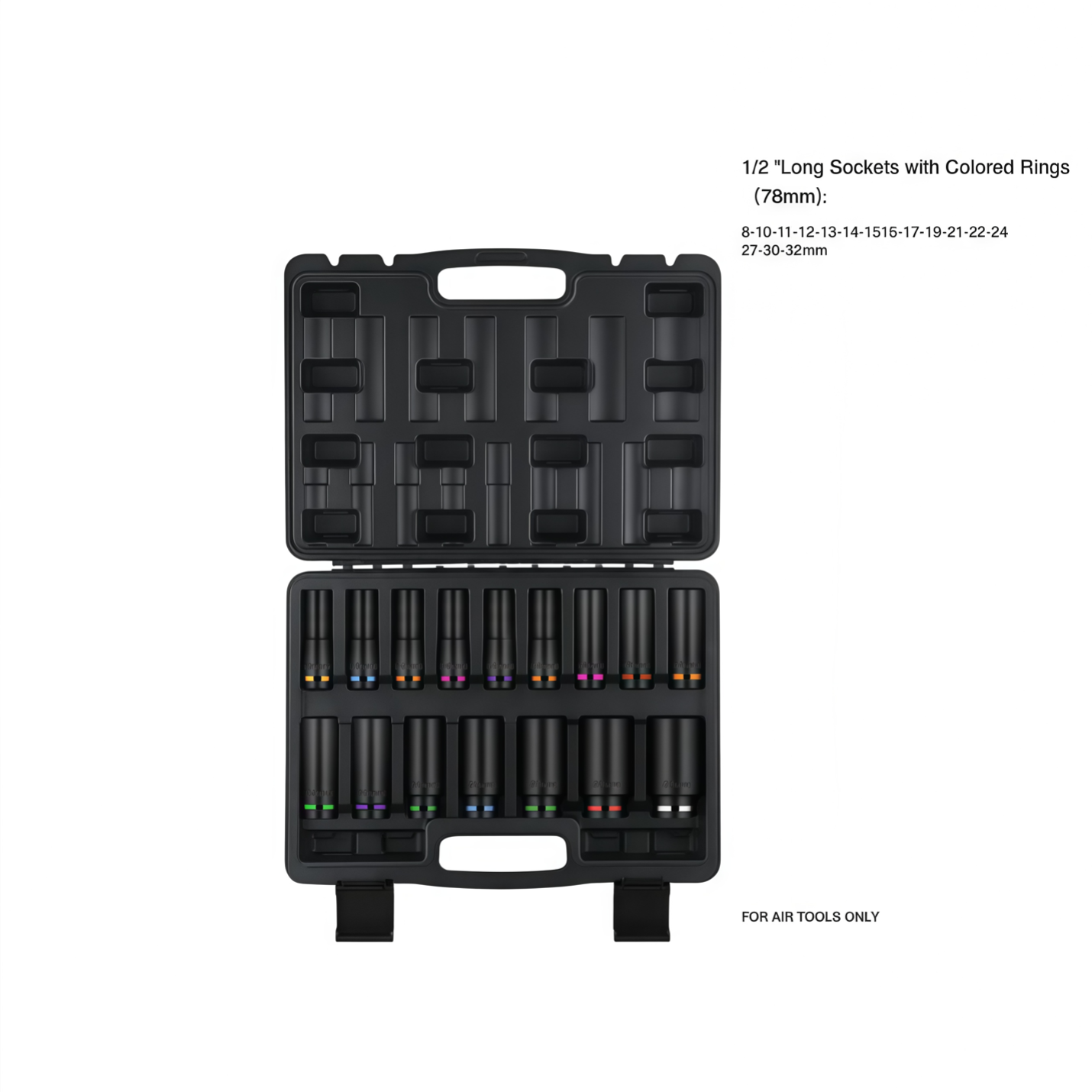 1/2" Pneumatic Thick-Walled Heavy-Duty Impact Socket Set 16pc