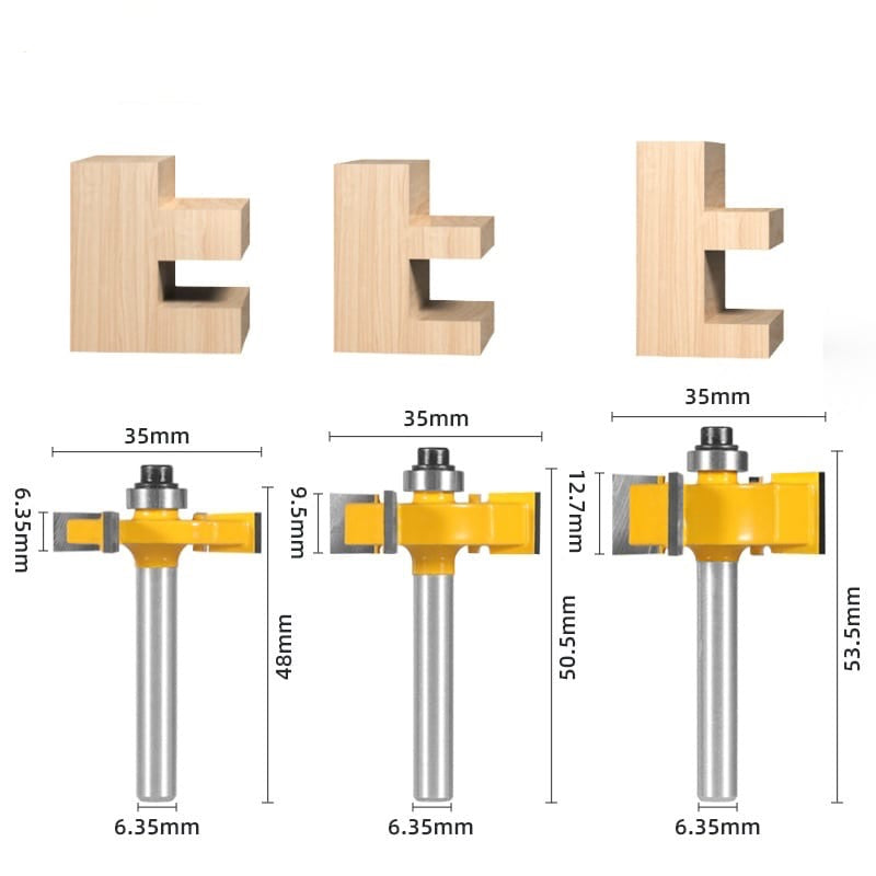 1/4 T-slot Router Bit Set 3PC