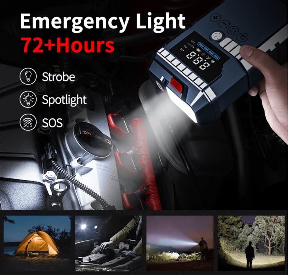 2 in 1 Portable Jump Starter and Tire Inflator 10000mAh 12v Blue - TrendLine & Co.