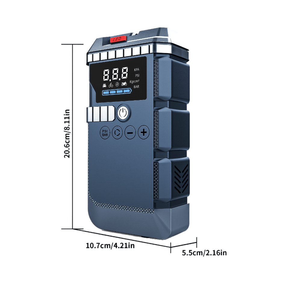 2 in 1 Portable Jump Starter and Tire Inflator 10000mAh 12v Blue - TrendLine & Co.