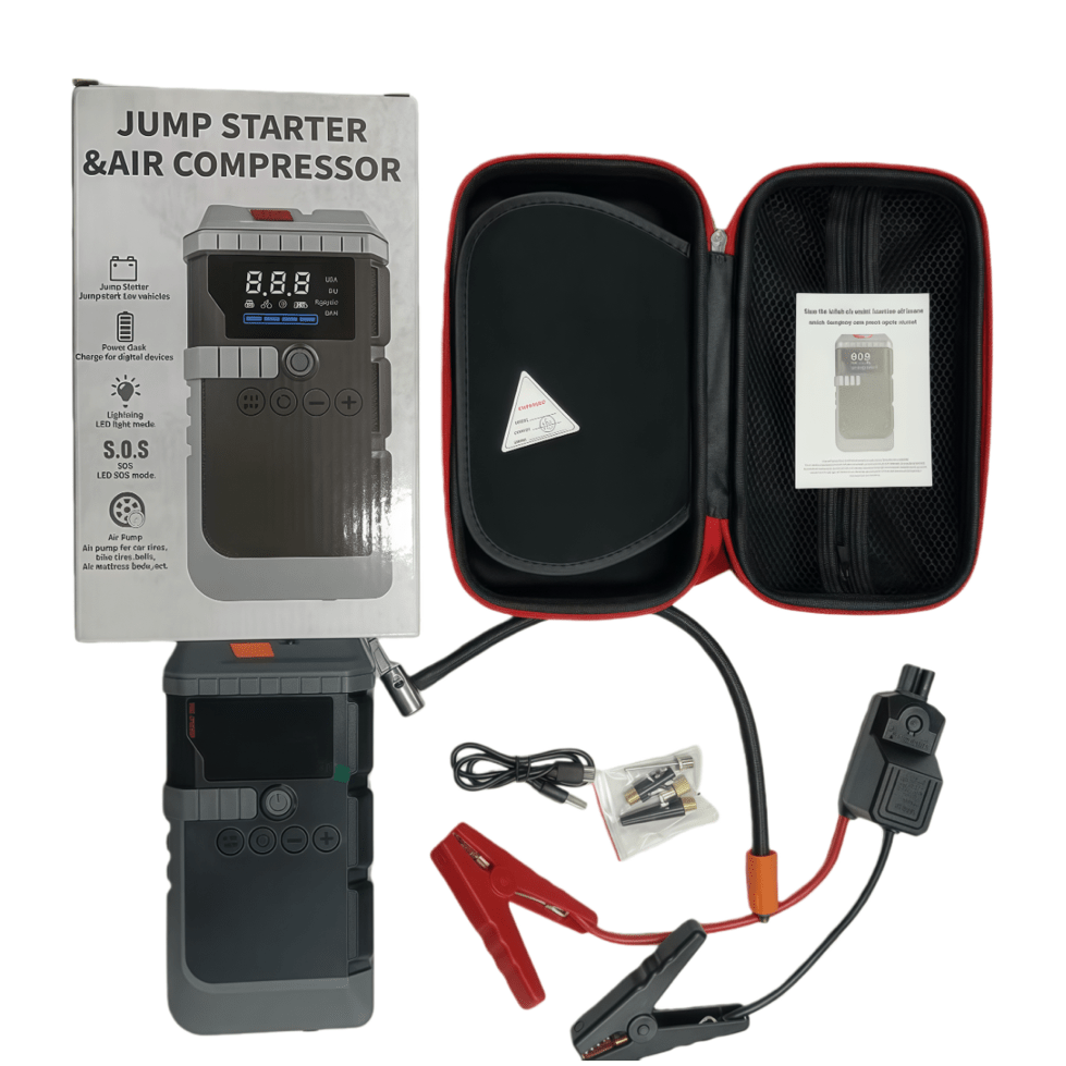 2 in 1 Portable Jump Starter and Tire Inflator 10000mAh 12v Blue - TrendLine & Co.