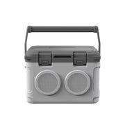 Titan SoundBox 21L Bluetooth speaker cooler in gray, front view with top carry handle"