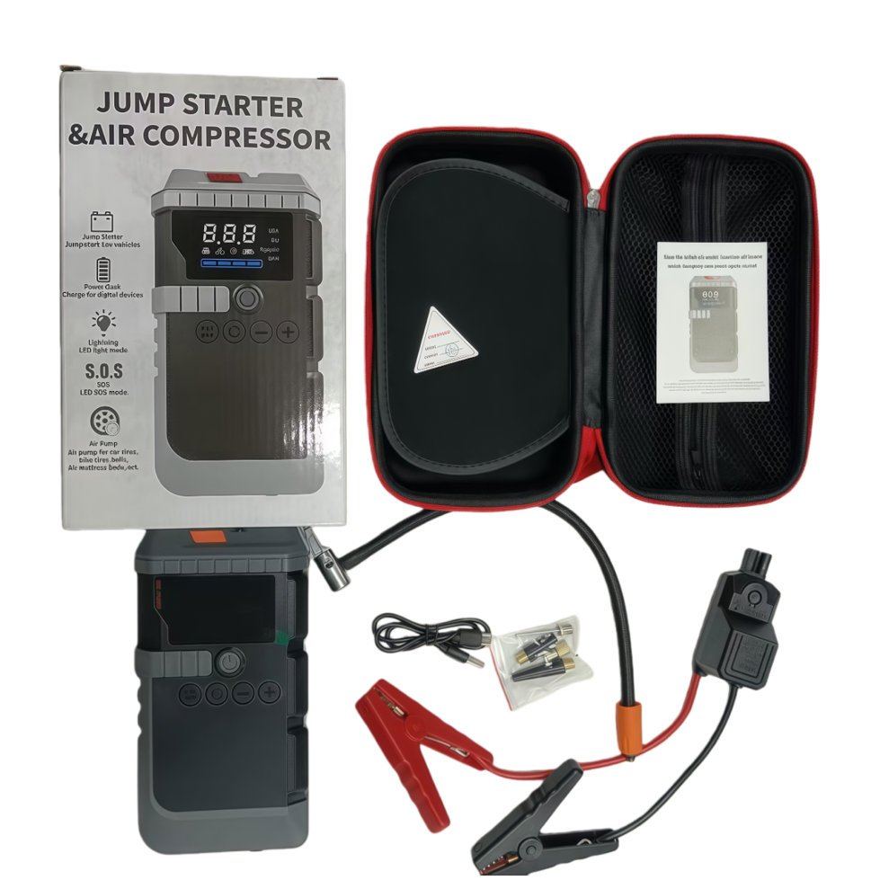 2 in 1 Portable Jump Starter and Tire Inflator 10000mAh 12v Blue