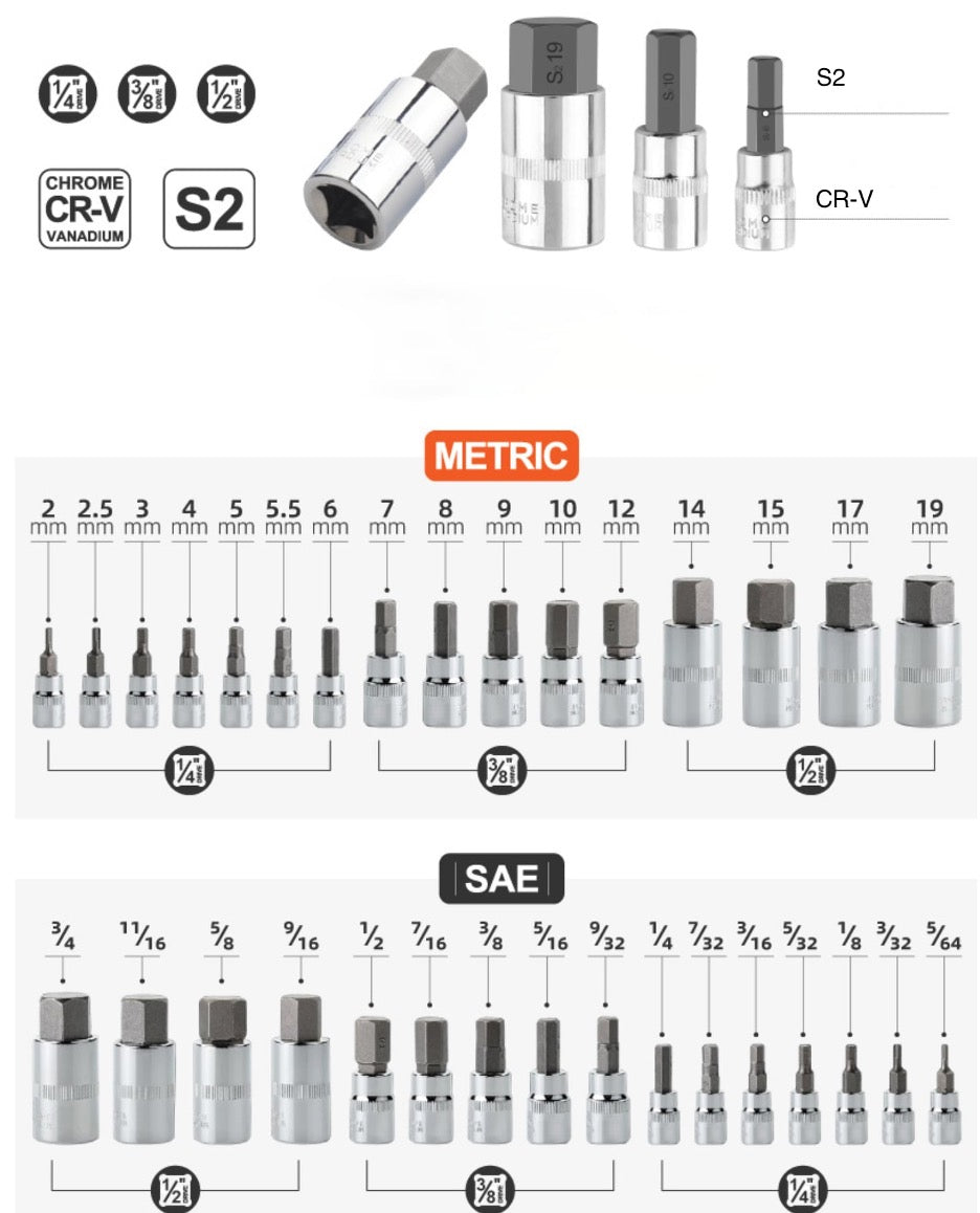 32pc Hex Bit Socket Set