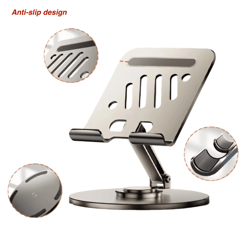 360° Rotate Metal Desk Mobile Phone Adjustable Desktop Tablet Holder Stand Grey - TrendLine & Co.