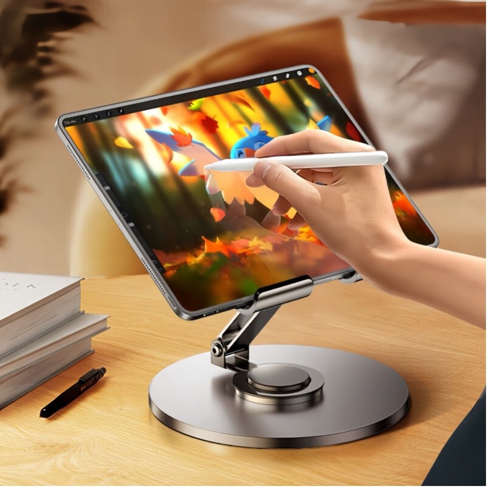 360° Rotate Metal Desk Mobile Phone Adjustable Desktop Tablet Holder Stand Grey - TrendLine & Co.