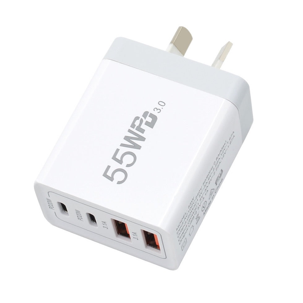 55W Fast Charger 2 Type C Port +2 USB Port