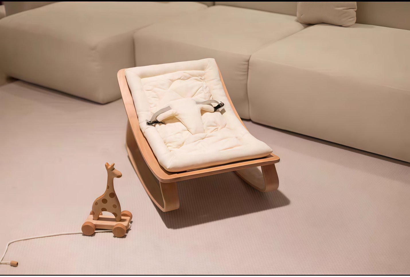 Baby Rocker Beech with White Cushion