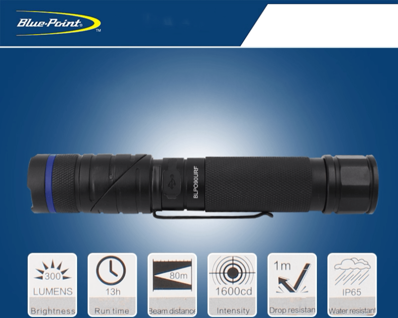 Blue Point 90 Degree Rotating Head Led Rechargeable Flashlight