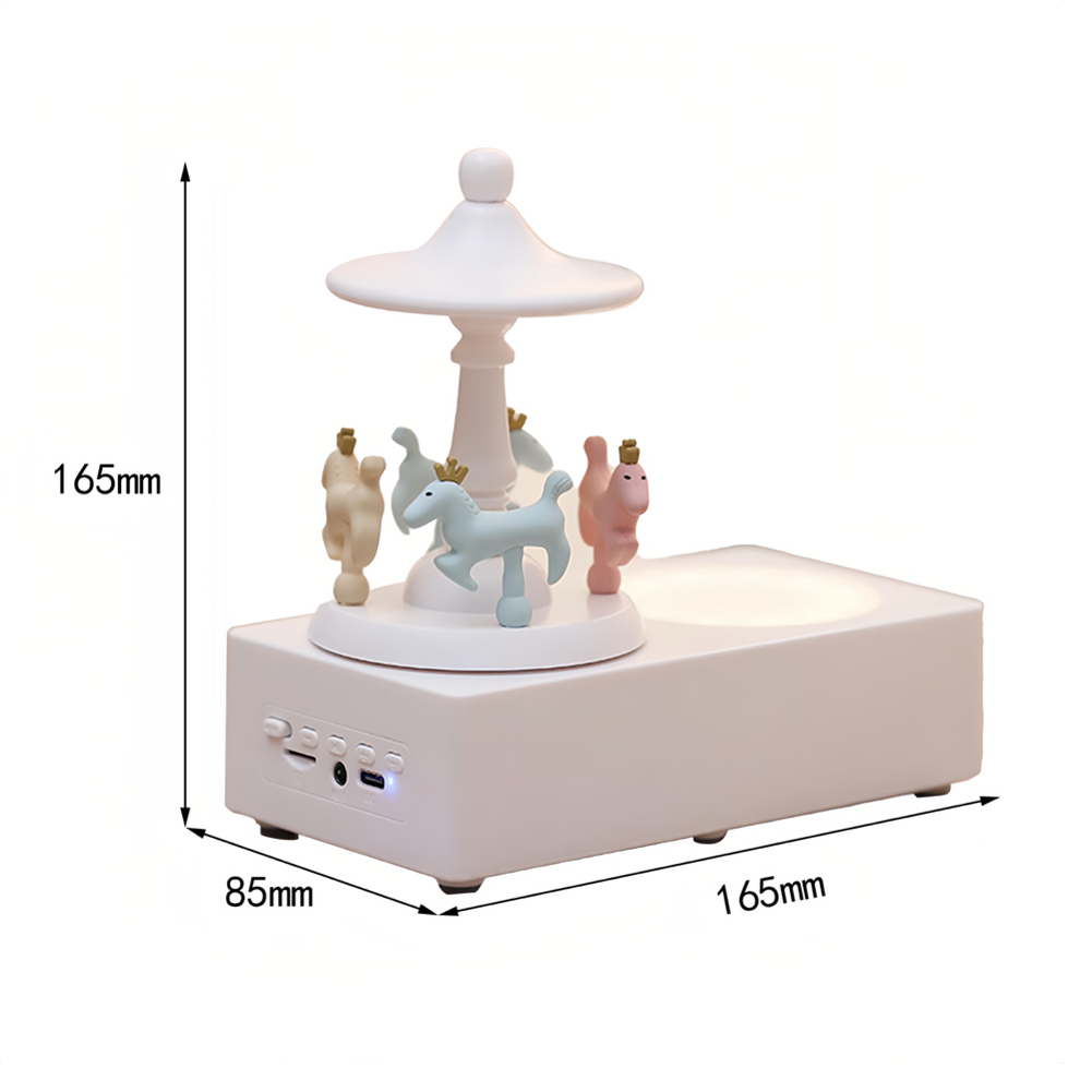 Carousel Shape Night Light Cute Wireless Bluetooth Speaker WHITE