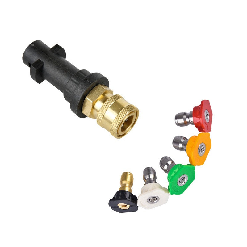 Compatible Karcher K Series to 1/4 inch Quick Connect Fitting Pressure Washer Adapter & Nozzles