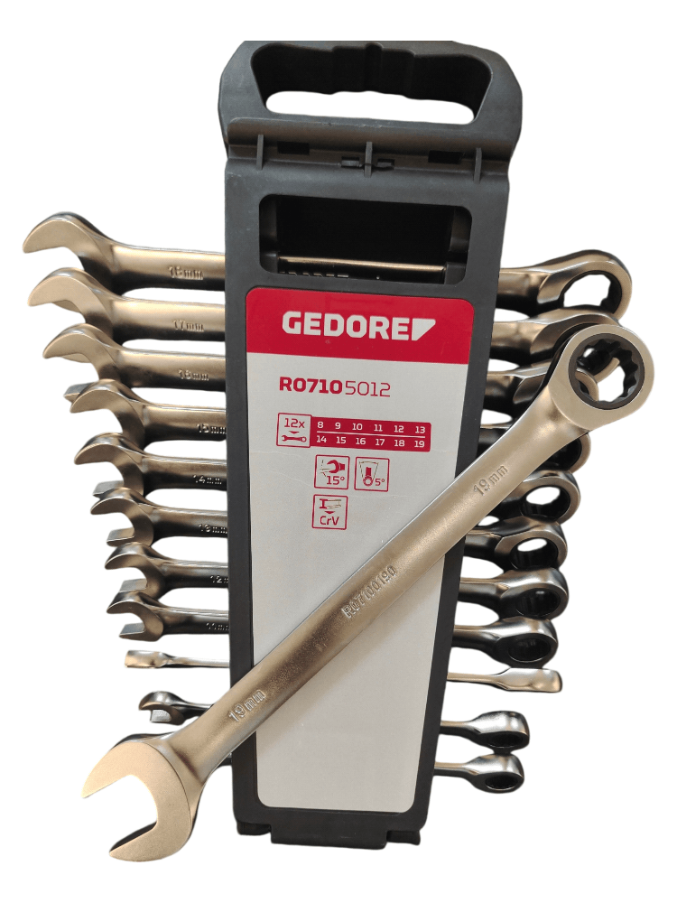 Gedore Red 12PC Combination Ratchet Spanner Set