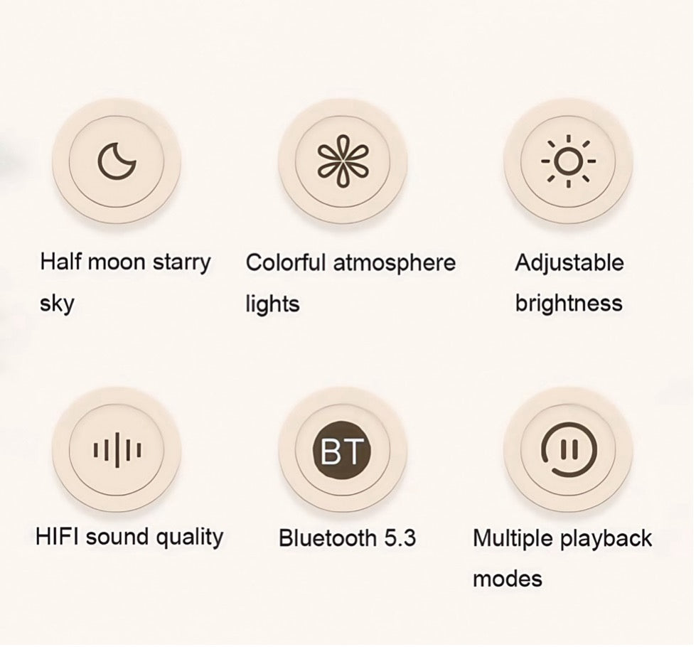 Half Moon Starry Sky Night Light Wireless Bluetooth Speaker