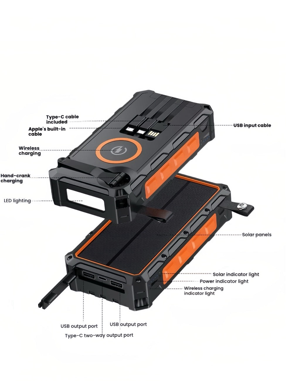 Hand-cranked Solar Power Bank 20000mAh 15W