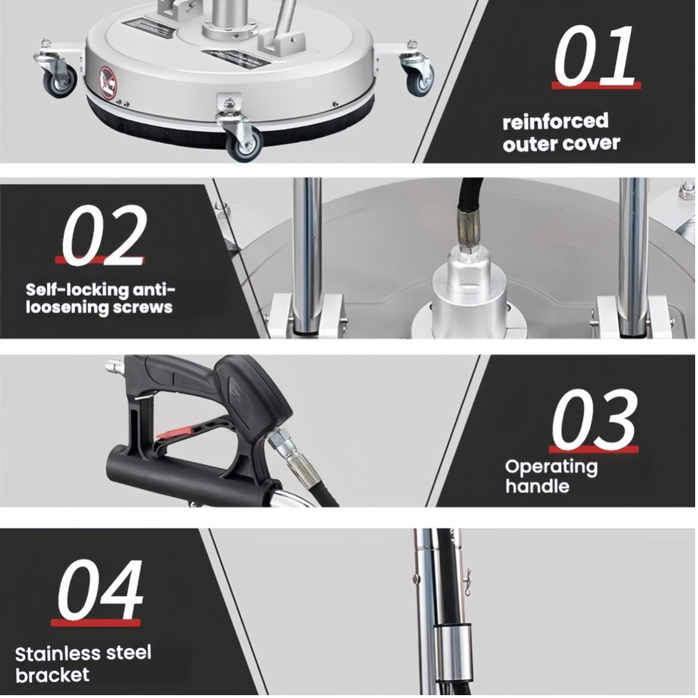 Industrial Stainless Steel Pressure Washer Surface Cleaner 21" with 4 Castors 4000PSI