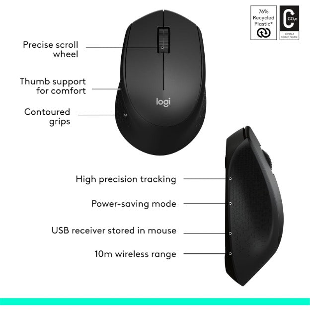 Logitech MK345 Wireless Keyboard & Mouse Combo - Black