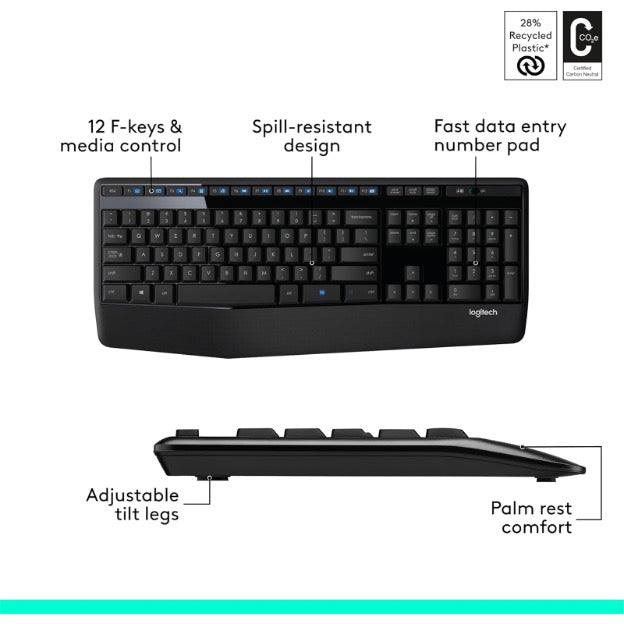 Logitech MK345 Wireless Keyboard & Mouse Combo - Black