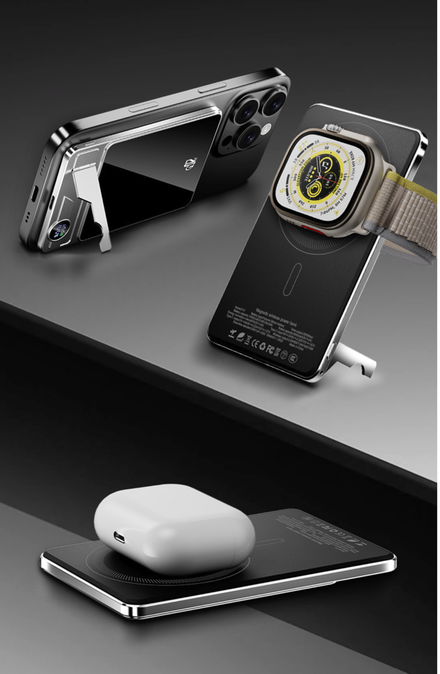 Magnetic Wireless Power Bank 10000mAh Grey