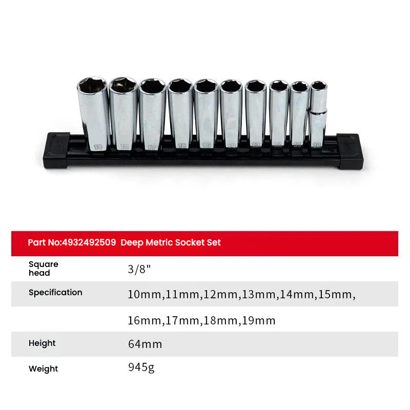 Milwaukee 3/8 inch Drive Deep Metric Socket Set 10PC