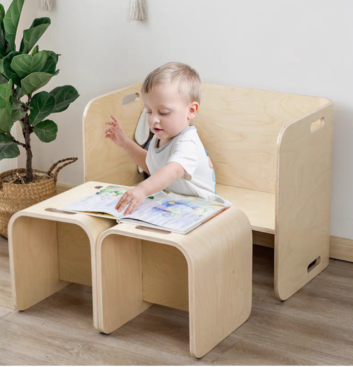 Multifunctional Kids Desk and Chair Set plywood