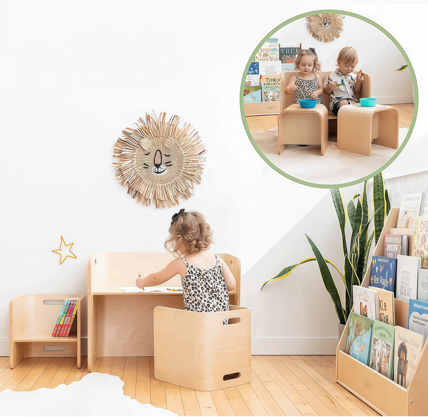 Multifunctional Kids Desk and Chair Set plywood
