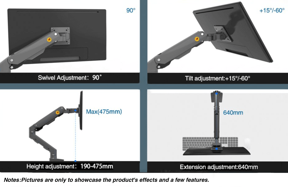 NB North Bayou G55 Heavy Duty Dual Monitor Arm for 27-34 Inches Computer Screens, Monitor Mount Load Max 16 kg VESA 75/100 mm WHITE