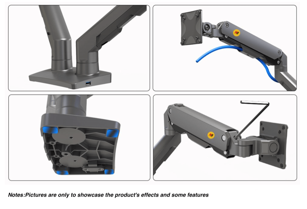 NB North Bayou G55 Heavy Duty Dual Monitor Arm for 27-34 Inches Computer Screens, Monitor Mount Load Max 16 kg VESA 75/100 mm WHITE