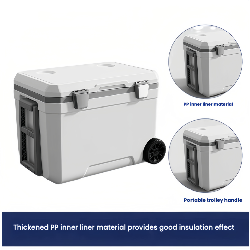 Portable 45L Chilly Bin With Wheels Cooler Box