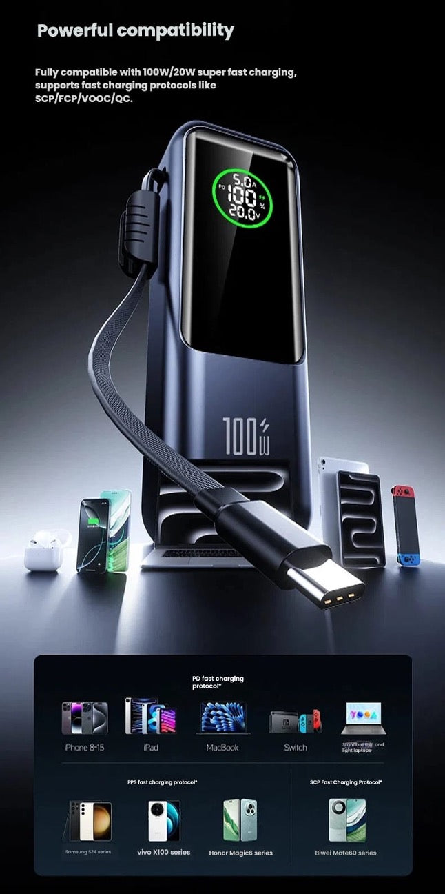 Portable Digital Display Laptop Power Bank PD100w 20000mAh