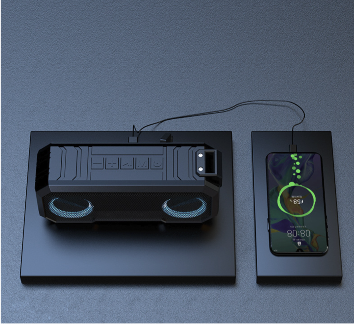 Portable Wireless Bluetooth Speaker Led lights Power Bank GREEN