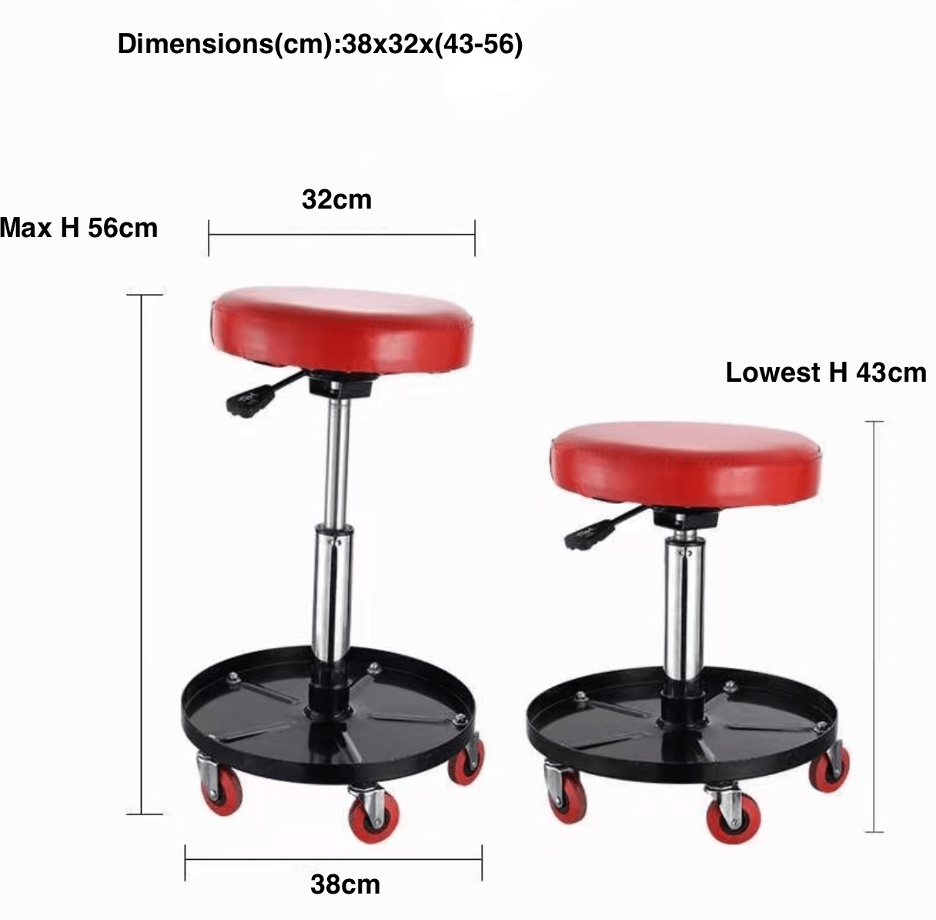 Rolling Shop Stool Mechanics Garage Stool Adjustable Work Seat Creeper