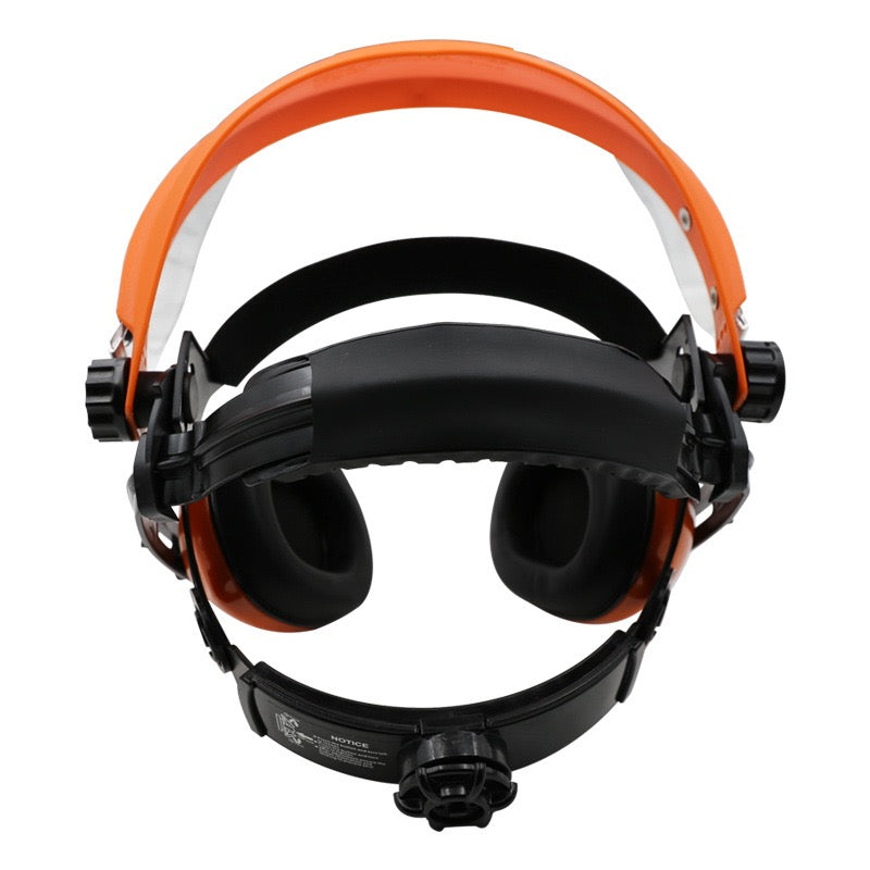 Safety Helmet Face Shield With Ear Muffs and PVC Visor
