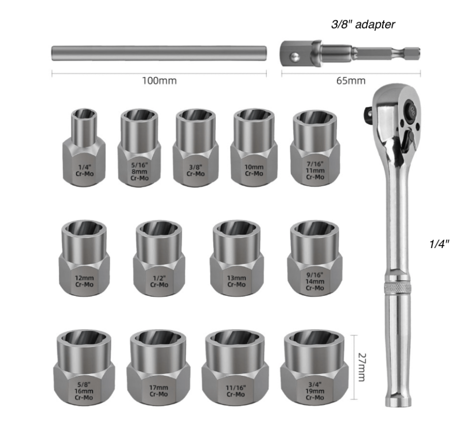 Screw Extractor Set 16pc