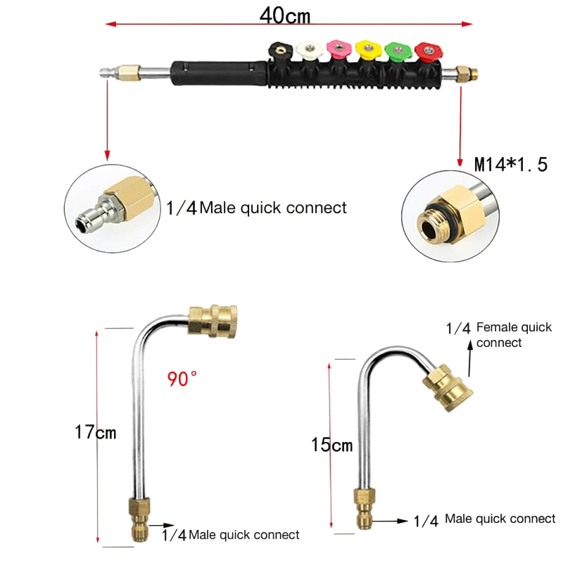 Stainless Steel Pressure Washer Extension Wand Kit 9pc