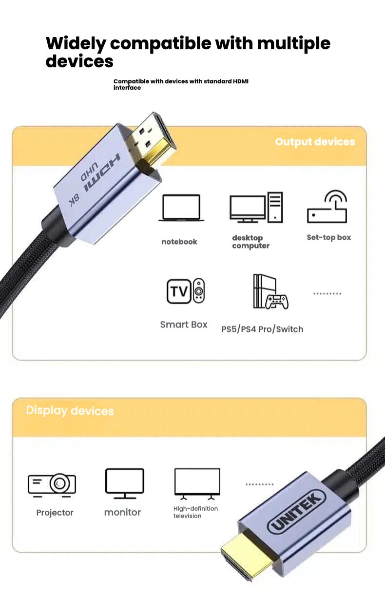 Unitek HDMI 2.1 8K Cable 1M