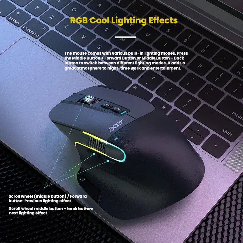 Acer Wireless Bluetooth Mouse - 8000 DPI Silent Ergonomic