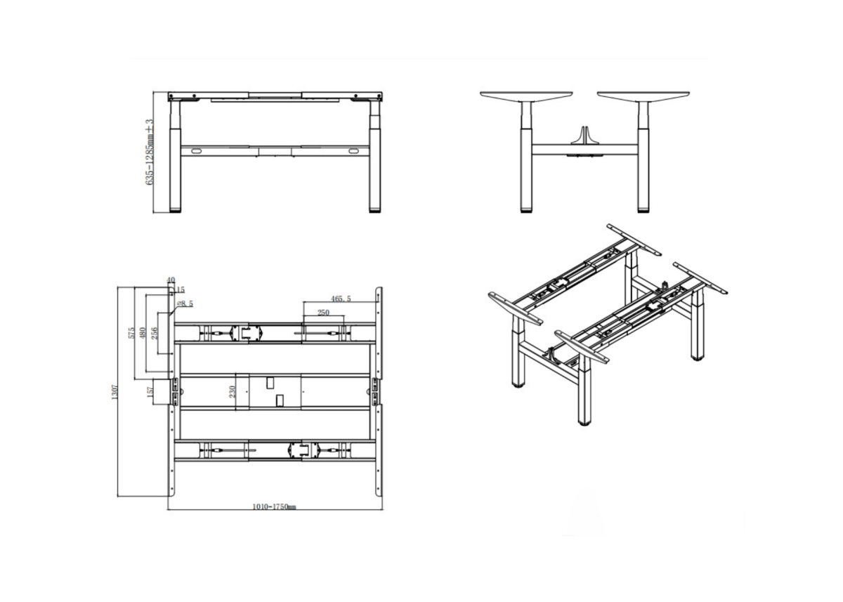Adjustable Workstation- Dual Desk with Smart Control & Divider Screen 1200x 600 x18mm - TrendLine & Co.