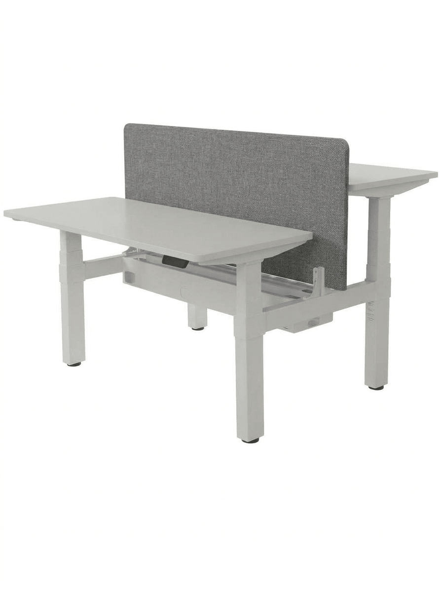 Adjustable Workstation- Dual Desk with Smart Control & Divider Screen 1200x 600 x18mm - TrendLine & Co.