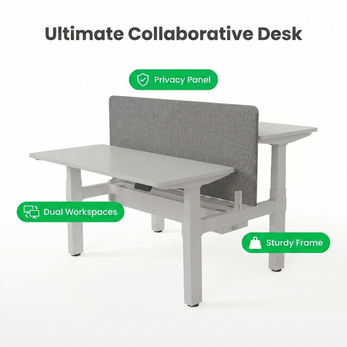 Adjustable Workstation- Dual Desk with Smart Control & Divider Screen 1200x 600 x18mm - TrendLine & Co.