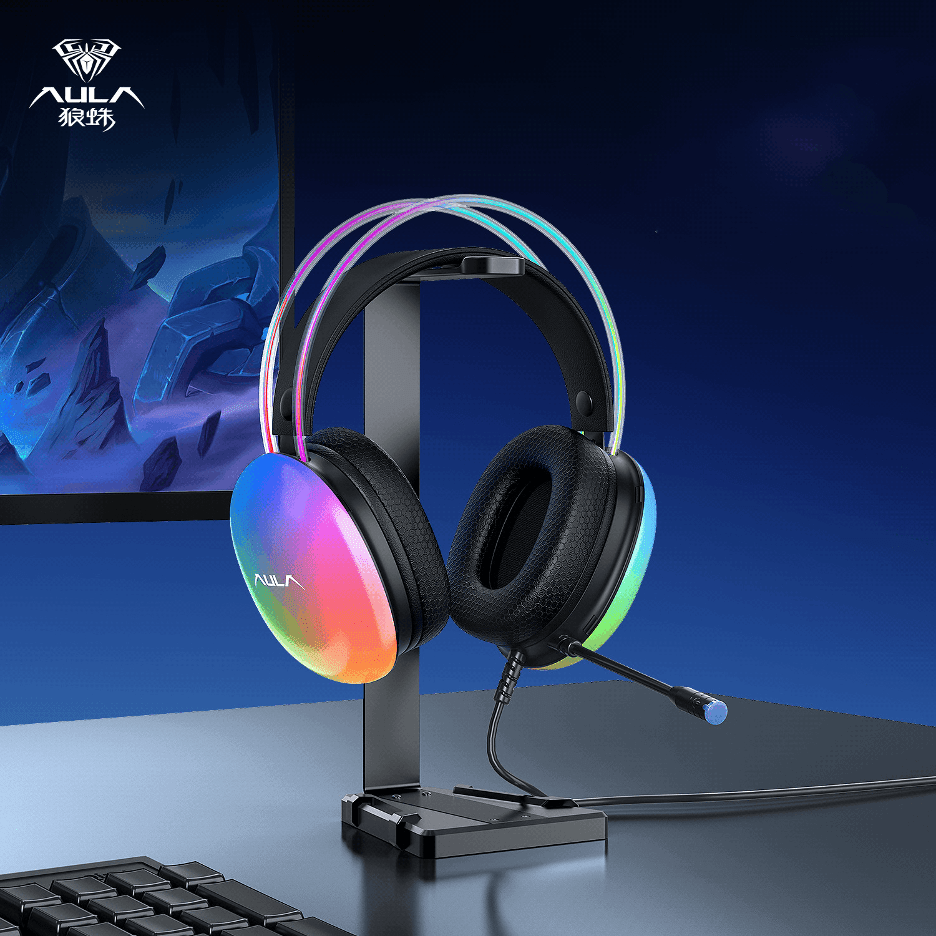 AULA S505 Wired Music Gaming Headset RGB Headband Earphone 360 Stereo Noise Canceling BLACK - TrendLine & Co.