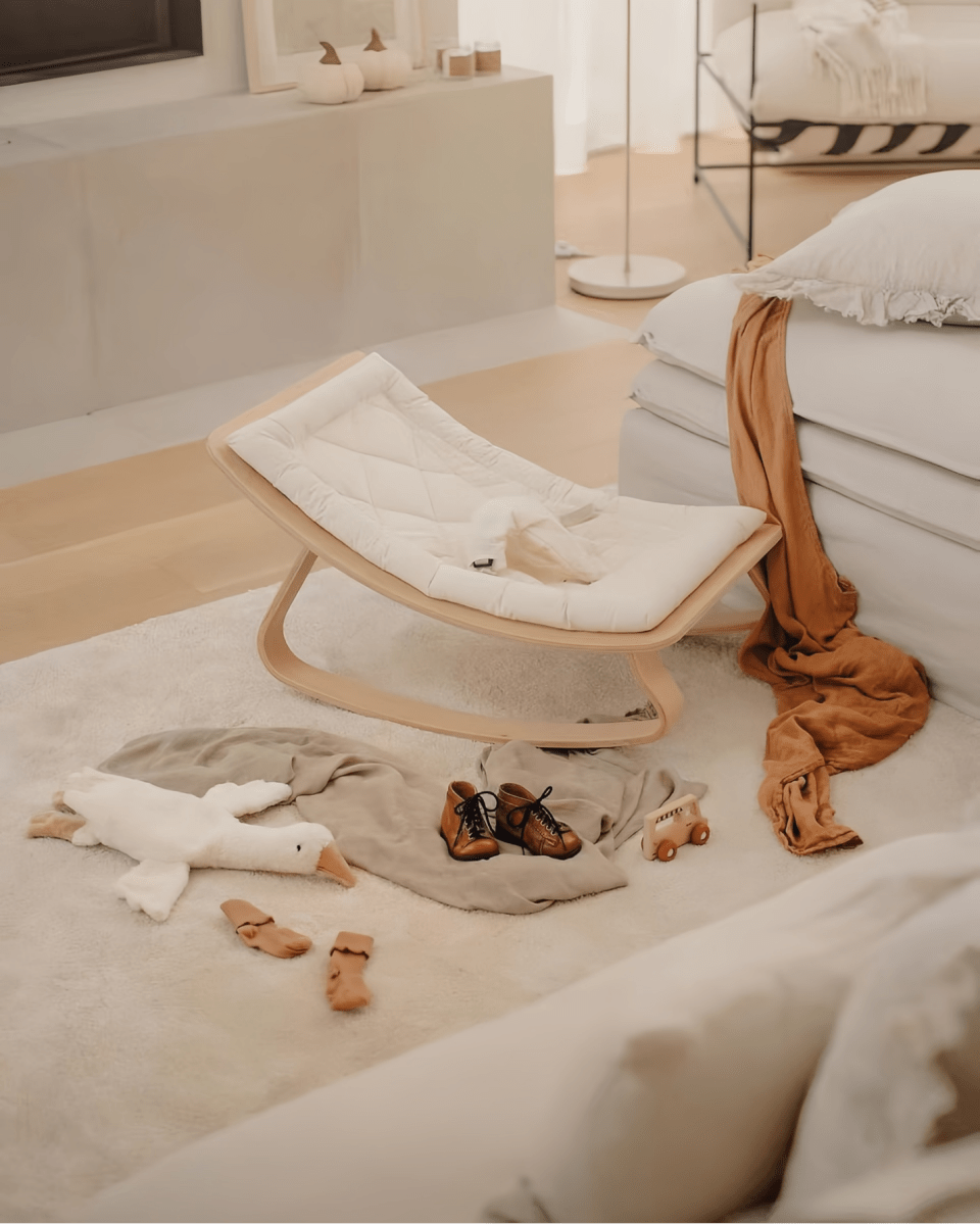Baby Rocker Beech with White Cushion - TrendLine & Co.