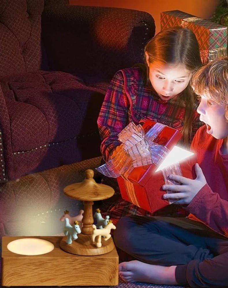 Carousel Shape Night Light Cute Wireless Bluetooth Speaker WHITE - TrendLine & Co.