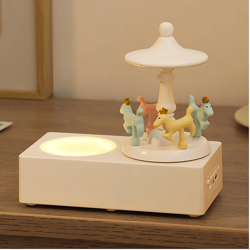 Carousel Shape Night Light Cute Wireless Bluetooth Speaker WHITE - TrendLine & Co.