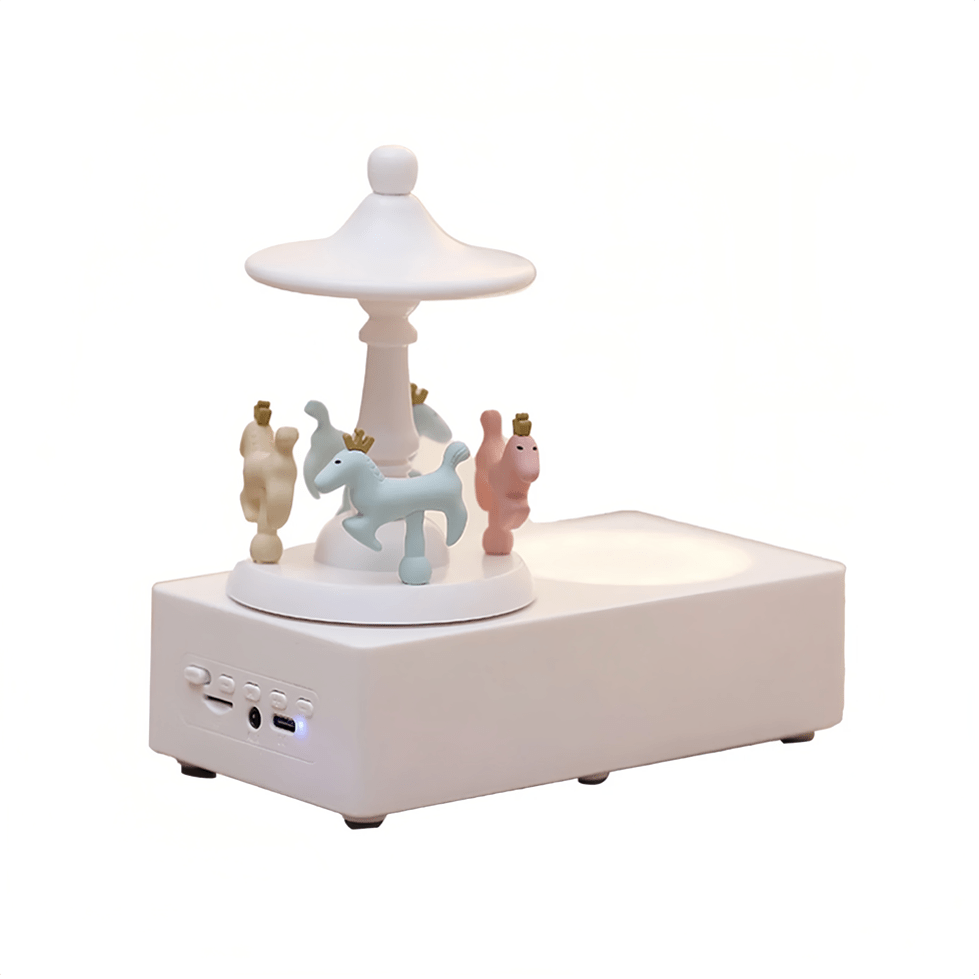 Carousel Shape Night Light Cute Wireless Bluetooth Speaker WHITE - TrendLine & Co.