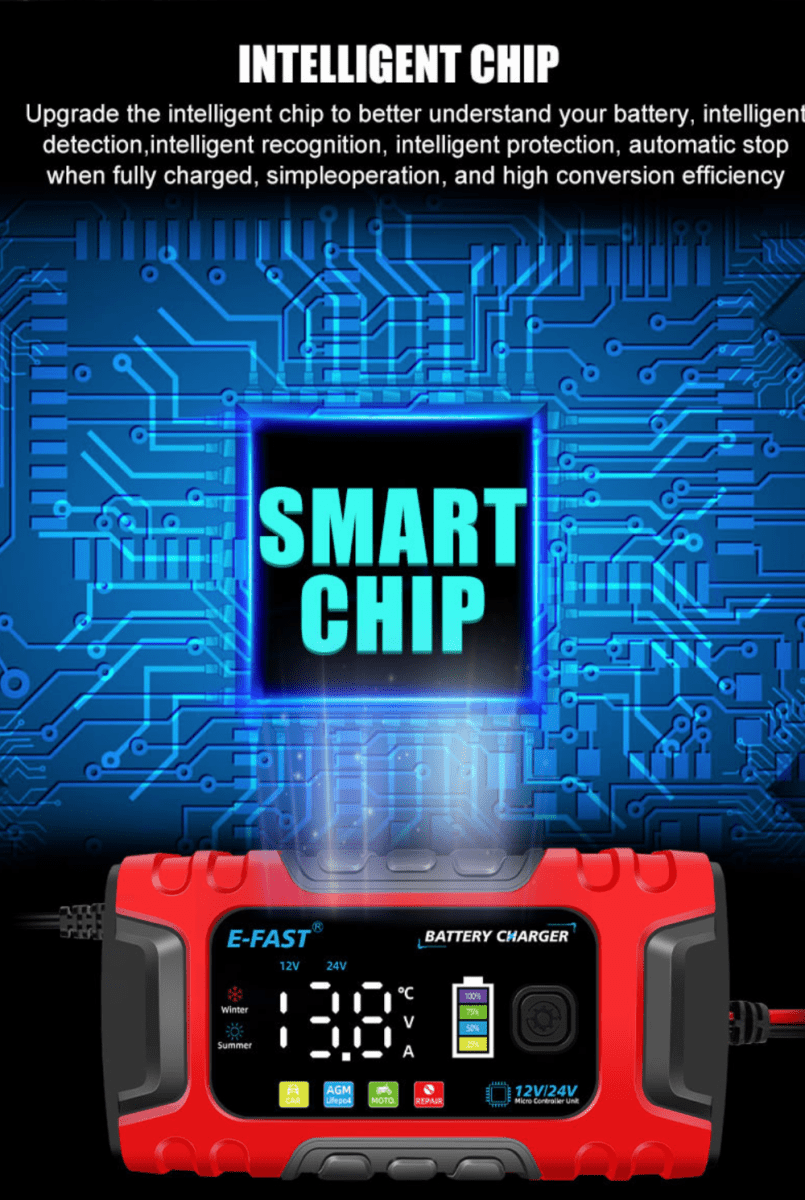 E-FAST 12V/24V Smart Battery Charger 12V 10A / 24V 5A - TrendLine & Co.