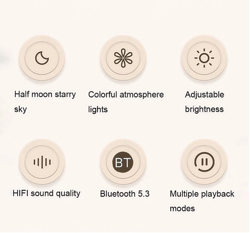 Half Moon Starry Sky Night Light Wireless Bluetooth Speaker - TrendLine & Co.