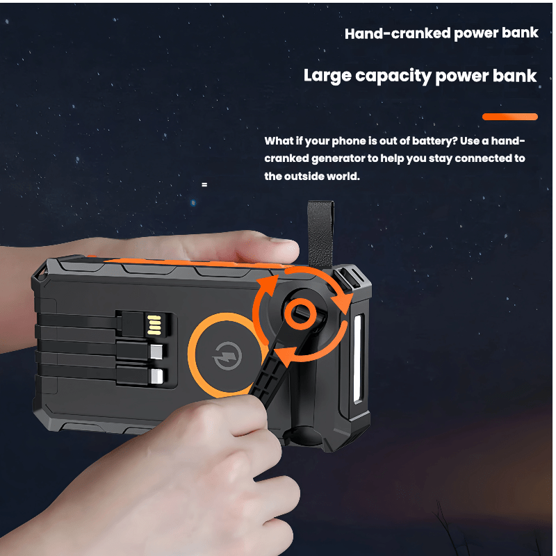 Hand-cranked Solar Power Bank 20000mAh 15W - TrendLine & Co.